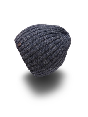 Merino čiapka s ľanom modrá denim