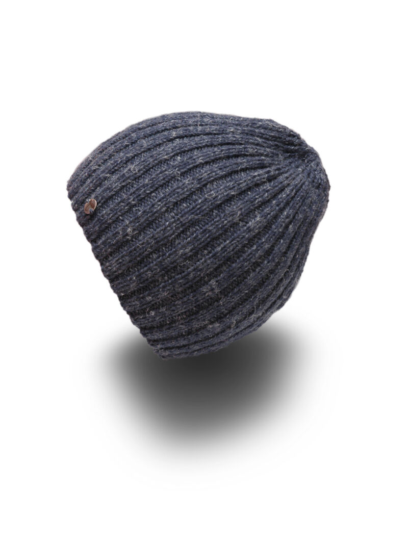 Merino čiapka s ľanom modrá denim